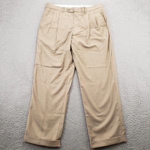 Daniel Cremieux Pants‎ Mens 34x29 Tan Straight Dress Pants Pleated Cuffed